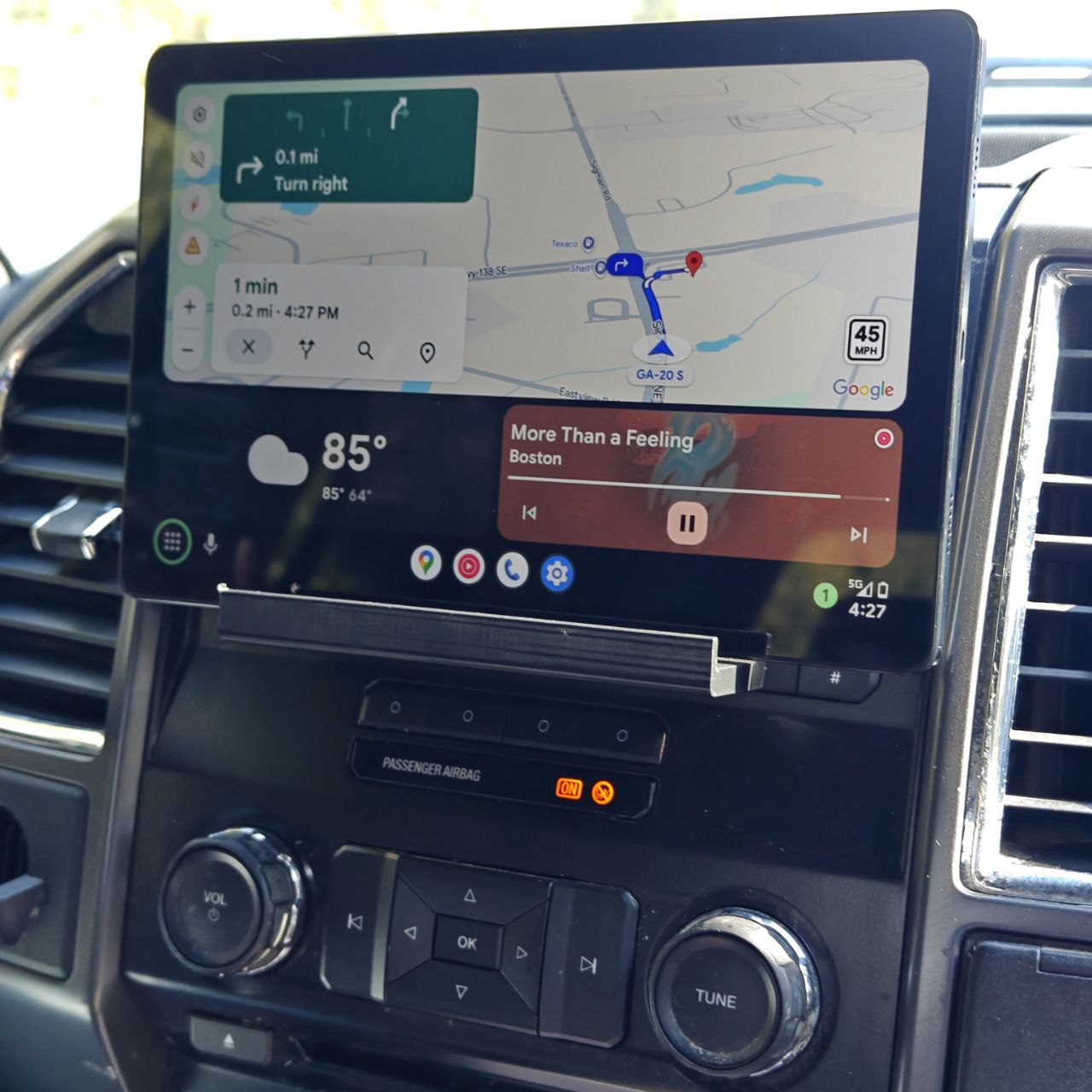 Newer Ford tablet mount installed in an F-150 dashboard